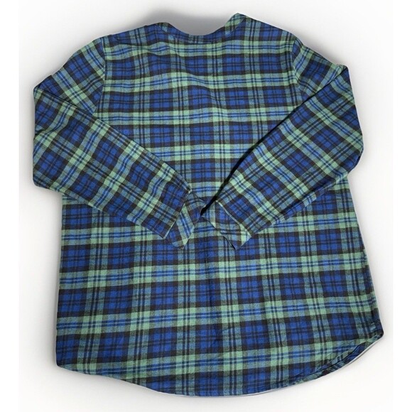 Blair Flannel Women's Large Blue Green Long Sleeve Button Down 100% Cotton - Picture 3 of 7